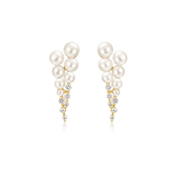 **CHARLINE* Pearl x Rhinestone Fashion Earrings - Picture 4 of 5